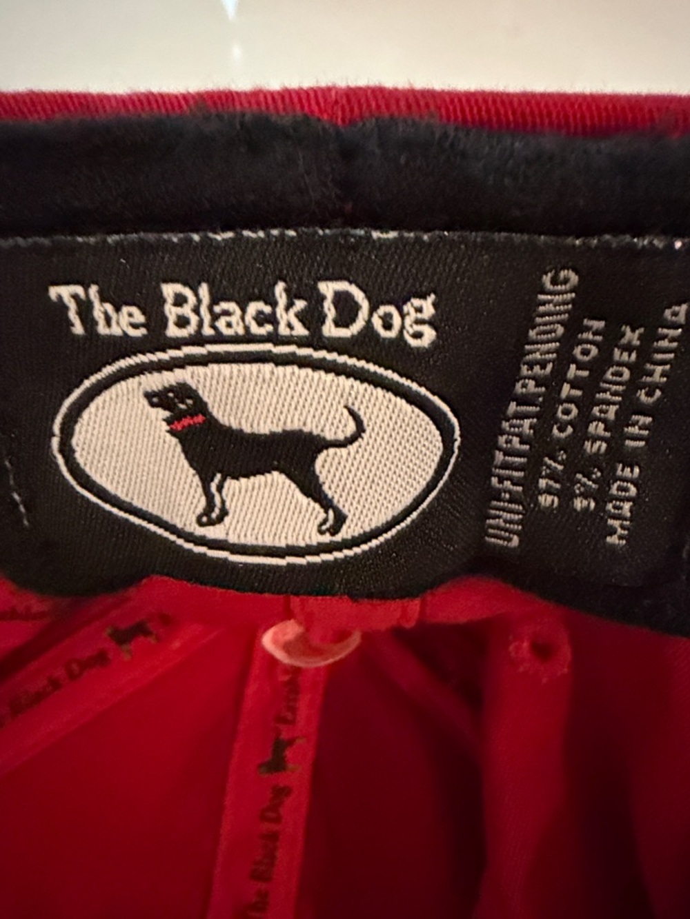 The Black Dog Red Baseball Cap with Black Dog Embroidery - Picture 3 of 4